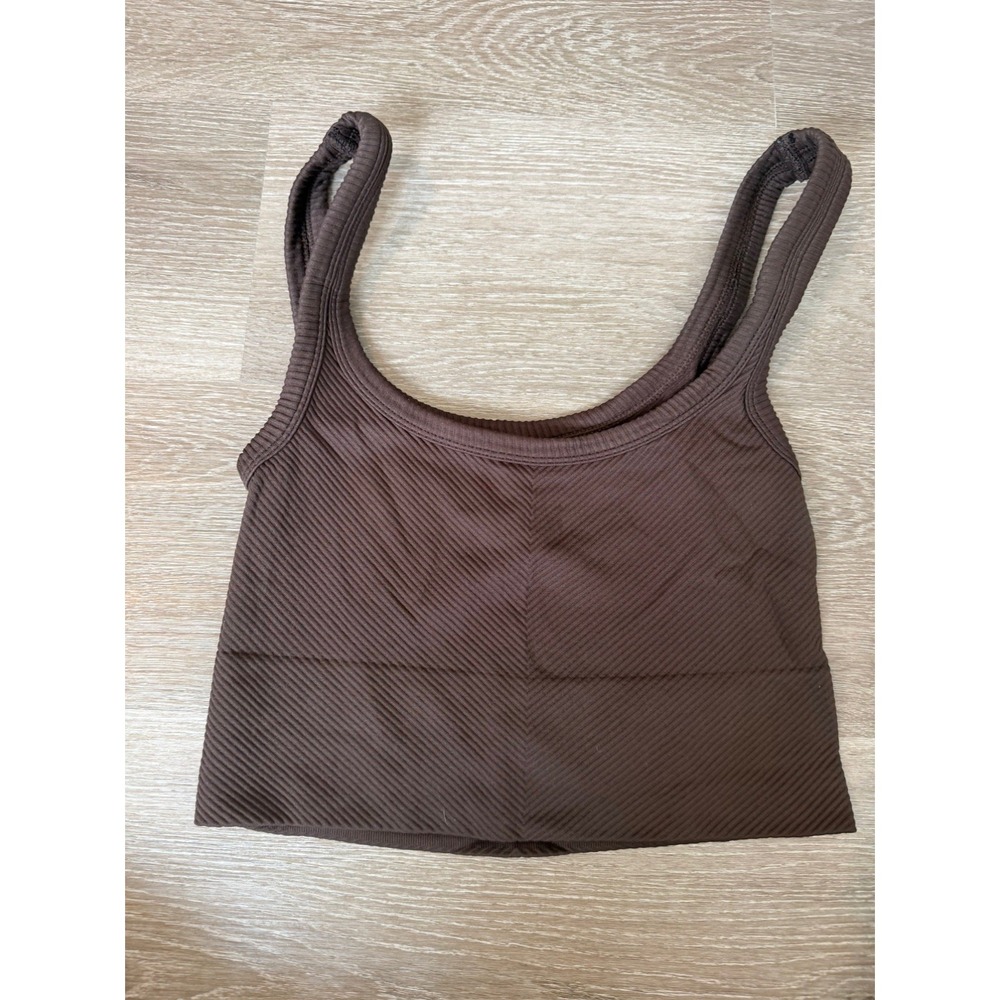 NIKIBIKI Brown Cropped Tank Top Square Neck Ribbed Stretch One Size OS